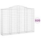 vidaXL Cestas gaviones 20 uds forma de arco hierro 200x30x140/160 cm
