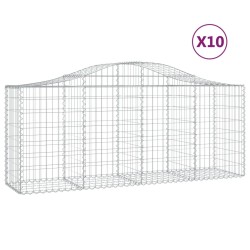 vidaXL Cestas de gaviones 10 uds forma de arco hierro 200x50x80/100 cm