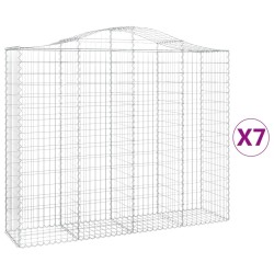 vidaXL Cestas de gaviones 7 uds forma de arco hierro 200x50x160/180 cm