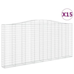 vidaXL Cestas de gaviones 15 uds forma de arco hierro 400x30x180/200cm