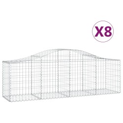 vidaXL Cestas de gaviones 8 uds forma de arco hierro 200x50x60/80 cm