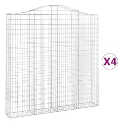 vidaXL Cestas de gaviones 4 uds forma de arco hierro 200x30x200/220 cm