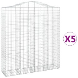 vidaXL Cestas de gaviones 5 uds forma de arco hierro 200x50x220/240 cm
