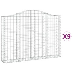 vidaXL Cestas de gaviones 9 uds forma de arco hierro 200x30x140/160 cm