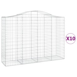 vidaXL Cestas gaviones 10 uds forma de arco hierro 200x50x140/160 cm