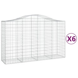 vidaXL Cestas de gaviones 6 uds forma de arco hierro 200x50x120/140 cm