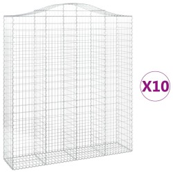 vidaXL Cestas de gaviones 10 uds forma de arco hierro 200x50x220/240cm