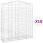 vidaXL Cestas de gaviones 10 uds forma de arco hierro 200x50x220/240cm