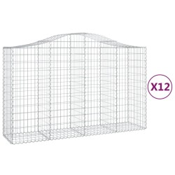 vidaXL Cestas gaviones 12 uds forma de arco hierro 200x50x120/140 cm