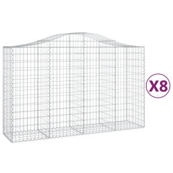 vidaXL Cestas de gaviones 8 uds forma de arco hierro 200x50x120/140 cm