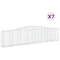 vidaXL Cestas de gaviones 7 uds forma de arco hierro 400x30x80/100 cm