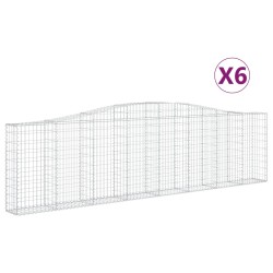 vidaXL Cestas de gaviones 6 uds forma de arco hierro 400x30x100/120 cm