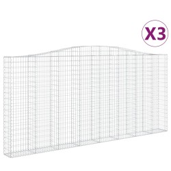 vidaXL Cestas de gaviones 3 uds forma de arco hierro 400x30x180/200 cm