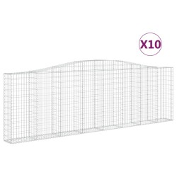 vidaXL Cestas gaviones 10 uds forma de arco hierro 400x30x120/140 cm