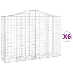 vidaXL Cestas gaviones 6 uds forma de arco hierro 200x50x140/160 cm