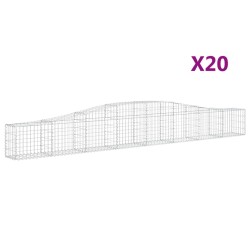 vidaXL Cestas de gaviones 20 uds forma de arco hierro 400x30x40/60 cm