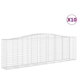 vidaXL Cestas gaviones 10 uds forma de arco hierro 400x50x120/140 cm