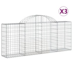 vidaXL Cestas de gaviones 3 uds forma de arco hierro 200x30x80/100 cm