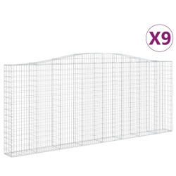 vidaXL Cestas de gaviones 9 uds forma de arco hierro 400x30x160/180 cm
