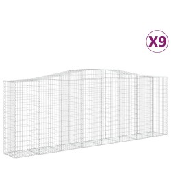 vidaXL Cestas gaviones 9 uds forma de arco hierro 400x50x140/160 cm