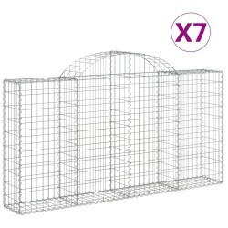 vidaXL Cestas de gaviones 7 uds forma de arco hierro 200x30x100/120 cm