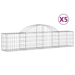 vidaXL Cestas de gaviones 5 uds forma de arco hierro 200x30x40/60 cm