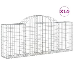 vidaXL Cestas de gaviones 14 uds forma de arco hierro 200x30x80/100 cm