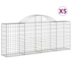 vidaXL Cestas de gaviones 5 uds forma de arco hierro 200x30x80/100 cm