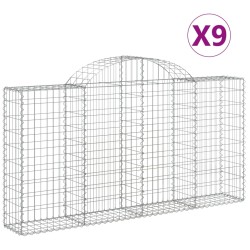 vidaXL Cestas de gaviones 9 uds forma de arco hierro 200x30x100/120 cm