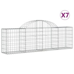 vidaXL Cestas de gaviones 7 uds forma de arco hierro 200x30x60/80 cm