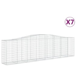 vidaXL Cestas de gaviones 7 uds forma de arco hierro 400x50x100/120 cm