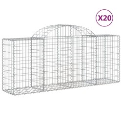 vidaXL Cestas de gaviones 20 uds forma de arco hierro 200x50x80/100 cm