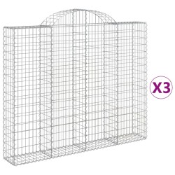 vidaXL Cestas gaviones 3 uds forma de arco hierro 200x30x160/180 cm