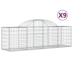 vidaXL Cestas de gaviones 9 uds forma de arco hierro 200x50x60/80 cm