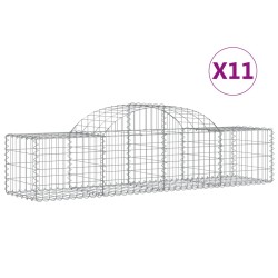 vidaXL Cestas de gaviones 11 uds forma de arco hierro 200x50x40/60 cm