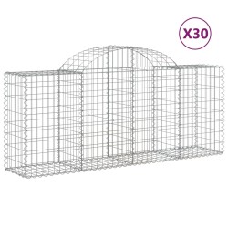 vidaXL Cestas de gaviones 30 uds forma de arco hierro 200x50x80/100 cm