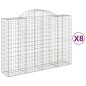 vidaXL Cestas gaviones 8 uds forma de arco hierro 200x50x140/160 cm