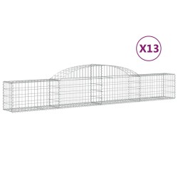 vidaXL Cestas de gaviones 13 uds forma de arco hierro 300x30x40/60 cm