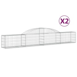 vidaXL Cestas de gaviones 2 uds forma de arco hierro 300x30x40/60 cm