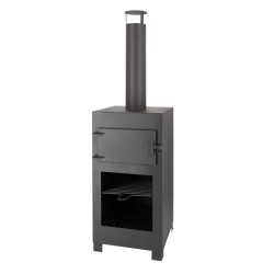 Esschert Design Estufa de terraza con horno de pizza negro