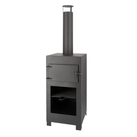 Esschert Design Estufa de terraza con horno de pizza negro
