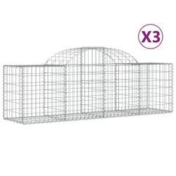 vidaXL Cestas gaviones 3 uds forma de arco hierro 200x50x60/80 cm