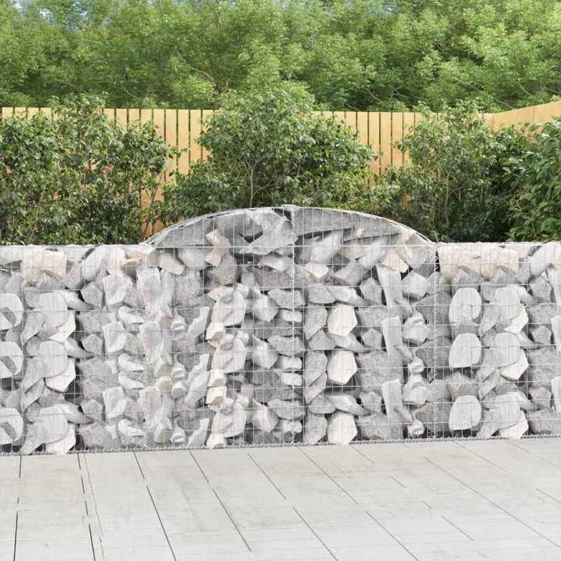vidaXL Cestas de gaviones 3 uds forma de arco hierro 300x30x100/120 cm vidaXL Cestas de gaviones 3 uds forma de arco hierro 300x30x100/120 cm