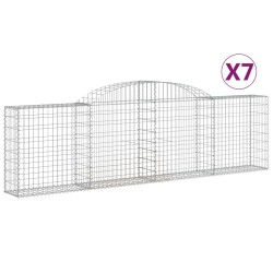 vidaXL Cestas de gaviones 7 uds forma de arco hierro 300x30x80/100 cm