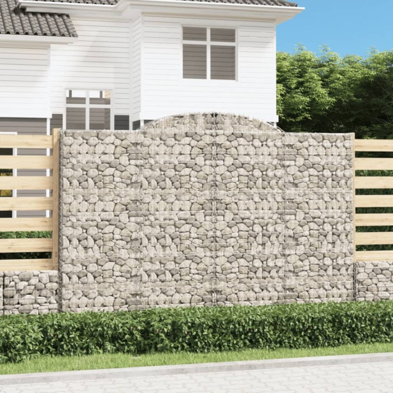 vidaXL Cestas de gaviones 2 uds forma de arco hierro 300x30x200/220 cm vidaXL Cestas de gaviones 2 uds forma de arco hierro 300x30x200/220 cm