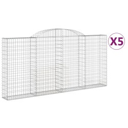 vidaXL Cestas de gaviones 5 uds forma de arco hierro 300x30x140/160 cm