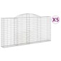 vidaXL Cestas de gaviones 5 uds forma de arco hierro 300x30x140/160 cm