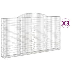 vidaXL Cestas de gaviones 3 uds forma de arco hierro 300x30x160/180 cm