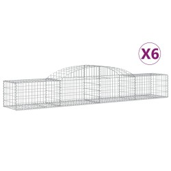 vidaXL Cestas de gaviones 6 uds forma de arco hierro 300x50x40/60 cm