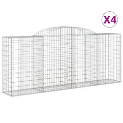 vidaXL Cestas de gaviones 4 uds forma de arco hierro 300x50x120/140 cm